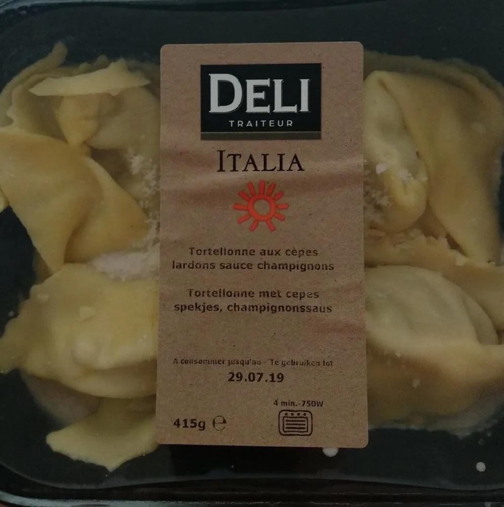 Tortellonne aux cèpes lardons sauce champignons