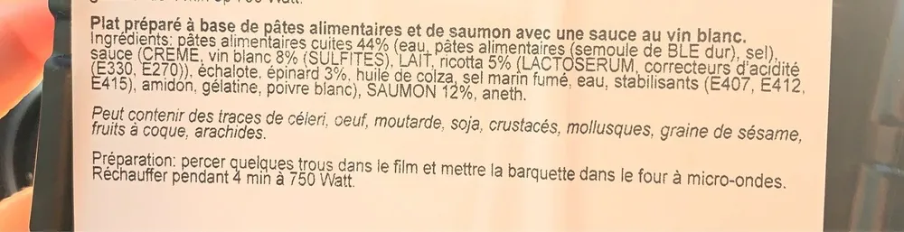 Mafaldine ricotta epinards et saumon