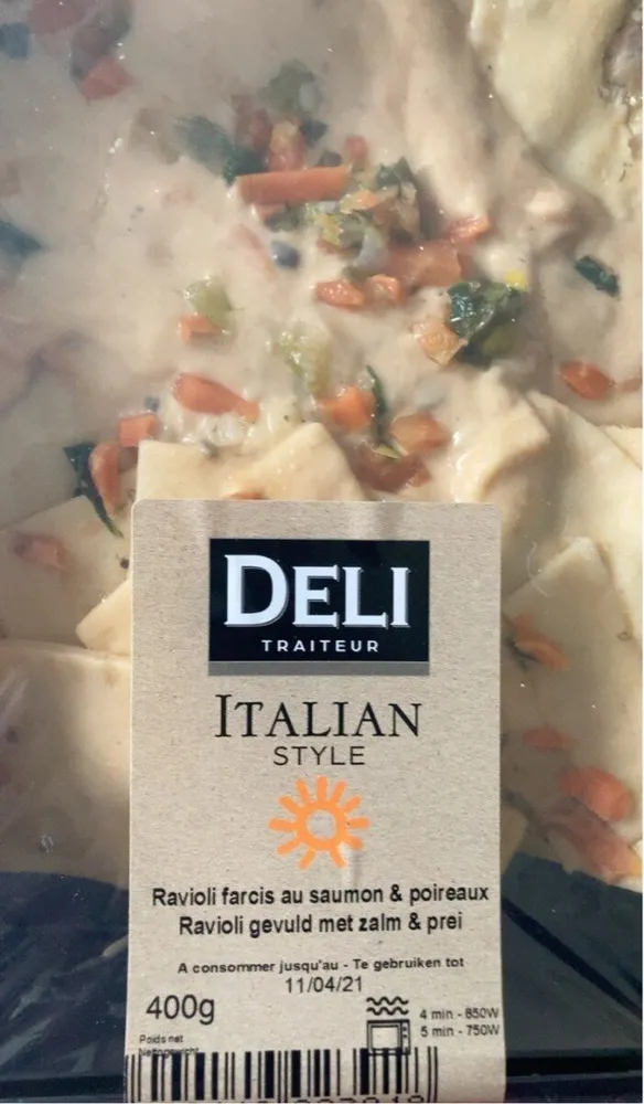 Ravioli farcis au saumon & poireaux