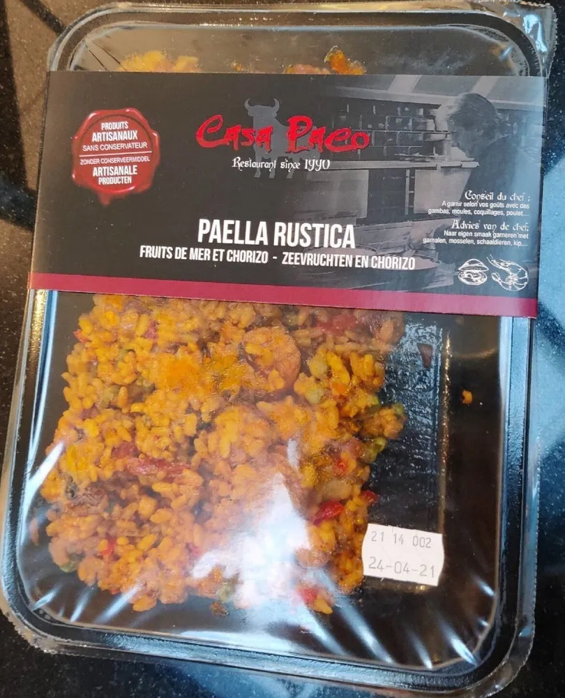 Paella rustica - fruits de mer et chorizo