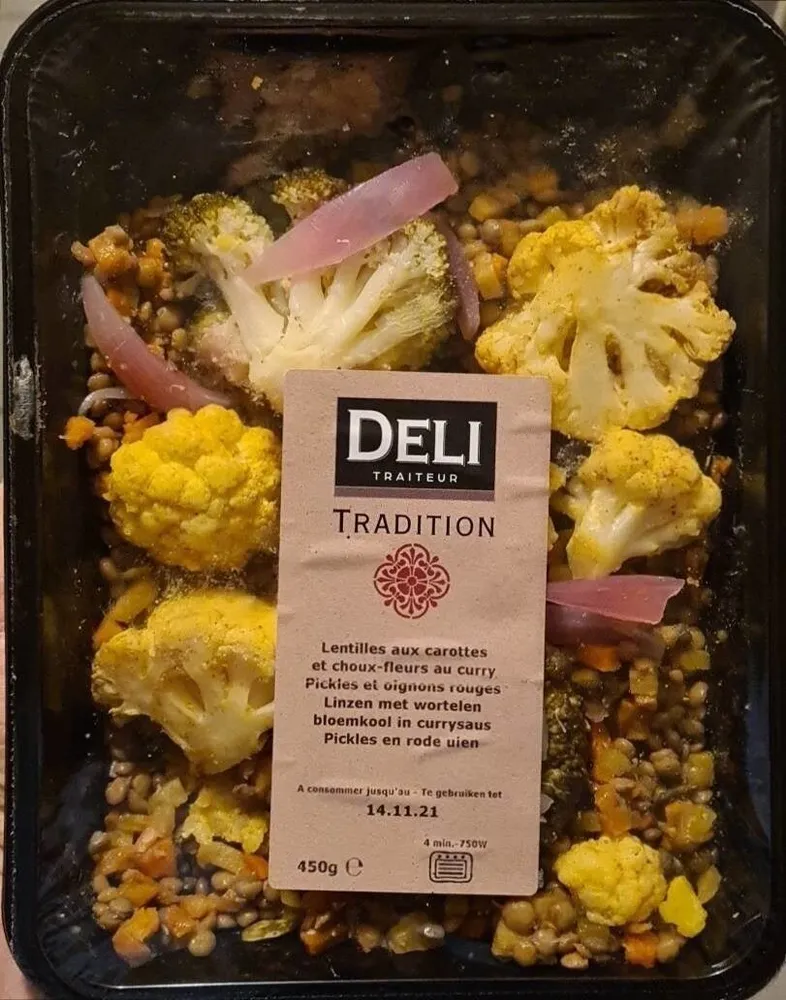 Lentilles aux carottes et choux-fleurs au curry