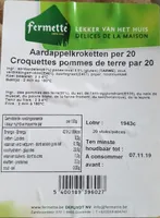 Croquettes pommes de terre par 20