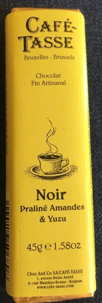 Chocolat fin artisanal noir praliné amandes et yuzu