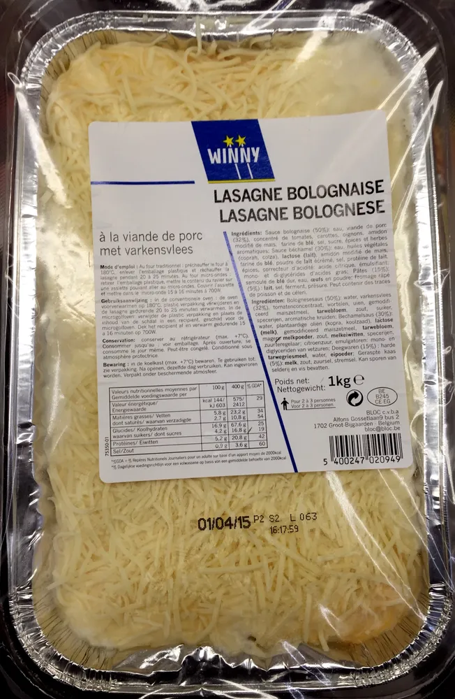 Lasagne bolognaise à la viande de porc