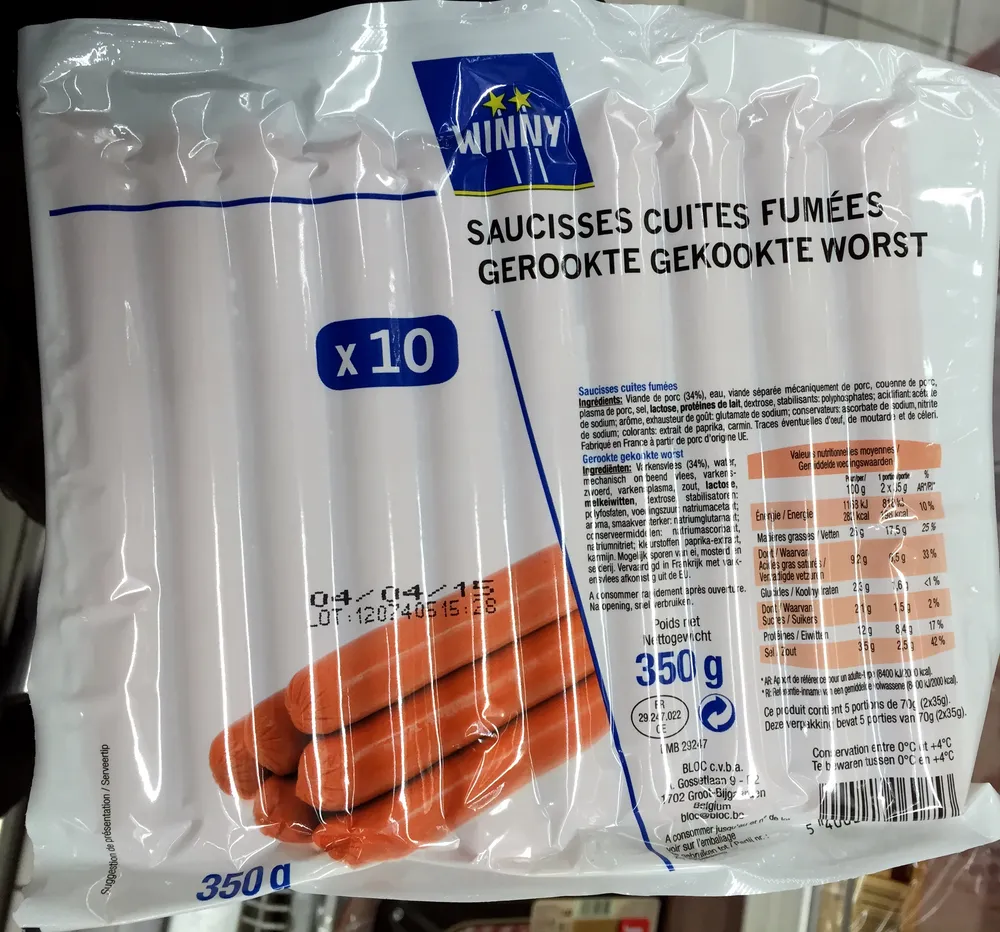 Saucisses cuites fumées