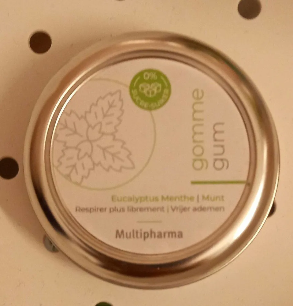 Gomme sans sucre à l'eucalyptus menthe
