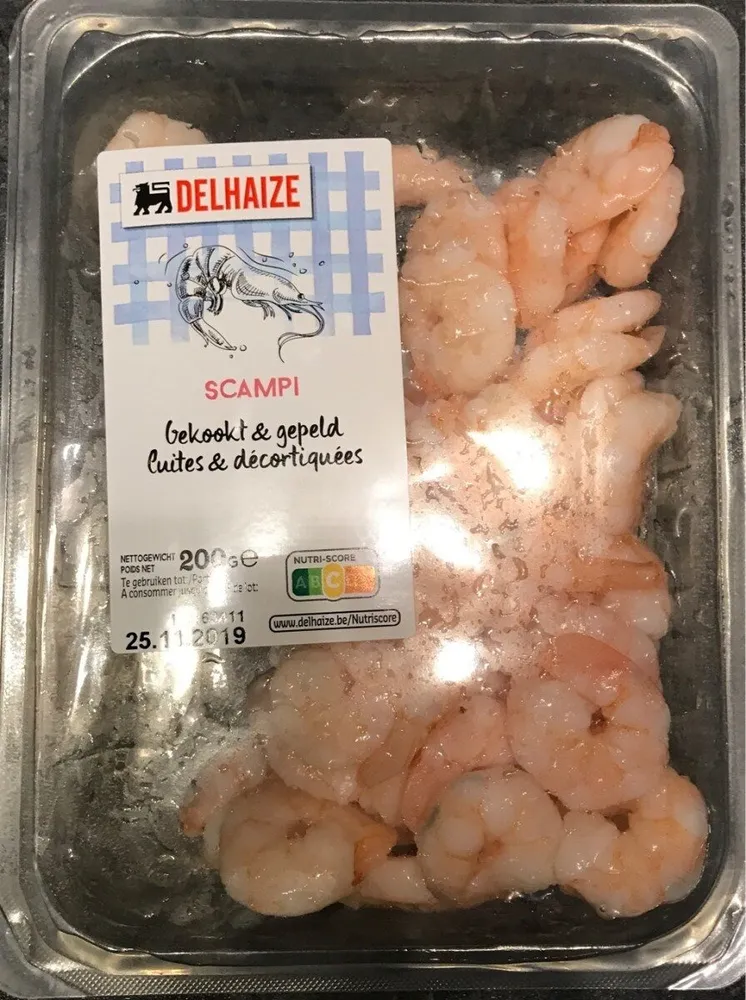 Scampi cuites et decortiquées