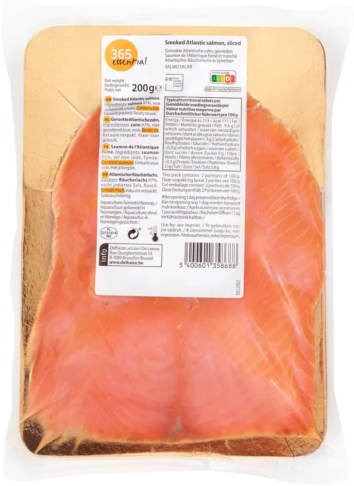 Gerookte Atlantische zalm, gesneden