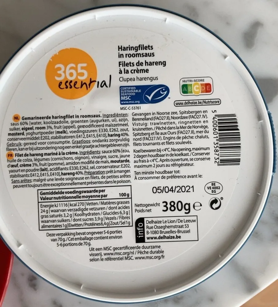 Filets de hareng à la crème