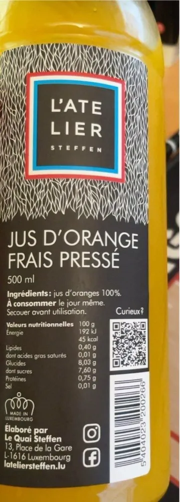 Jus d’orange frais