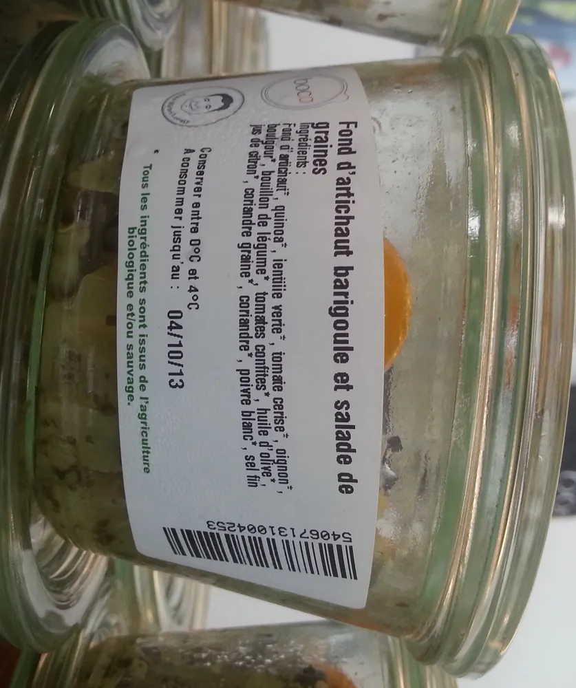 Fond d'artichaut barigoule et salade de graines
