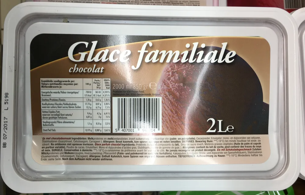 Glace familiale chocolat