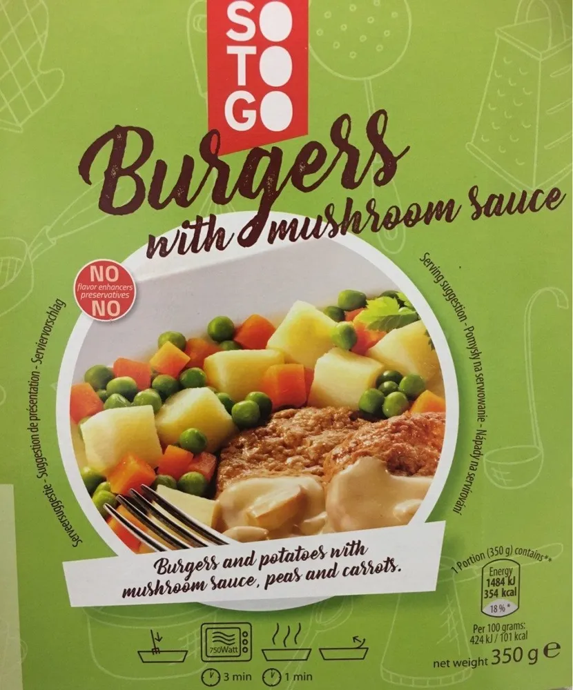 Burgers witg mushroom sauce