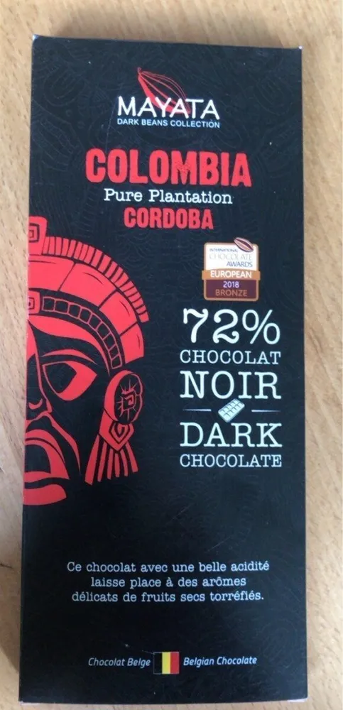 Colombia pure plantation cordoba 72%