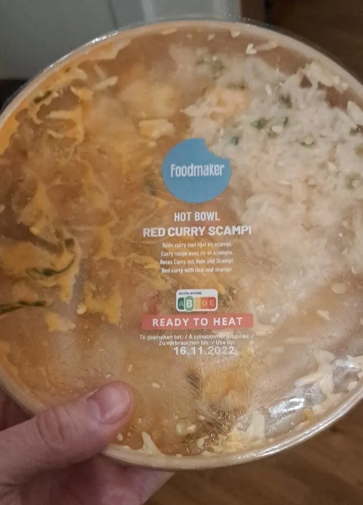 Réd curry scampi