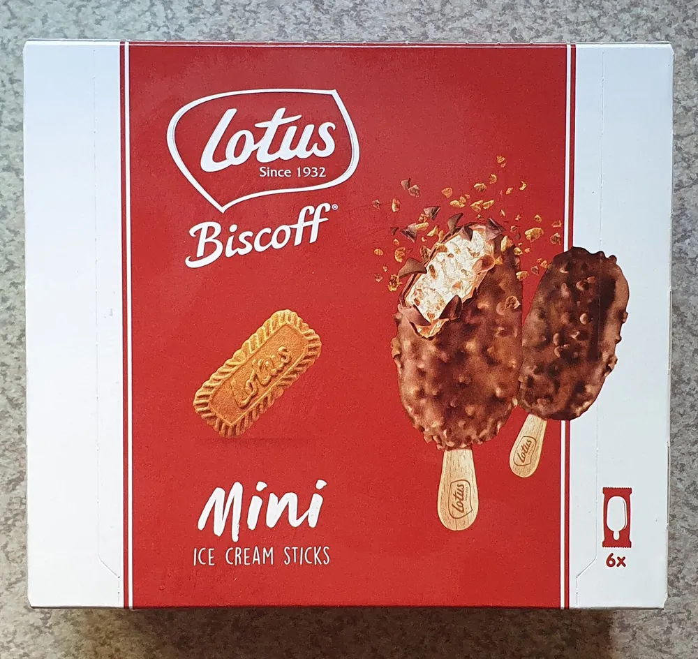LOTUS BISCOFF Glace Mini Bâtonnets - Speculoos Chocolat au lait - 276g (6x60ml)