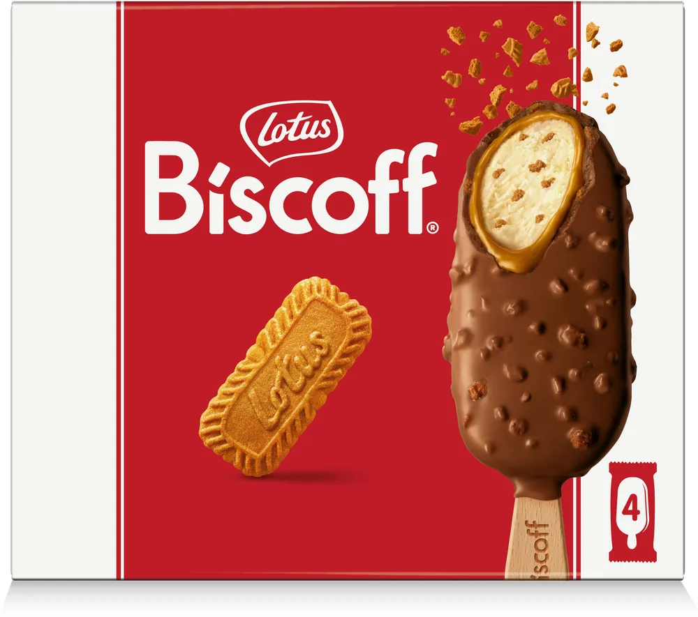 LOTUS BISCOFF Glace Bâtonnets - Speculoos Chocolat au lait - 284g (4x90ml)