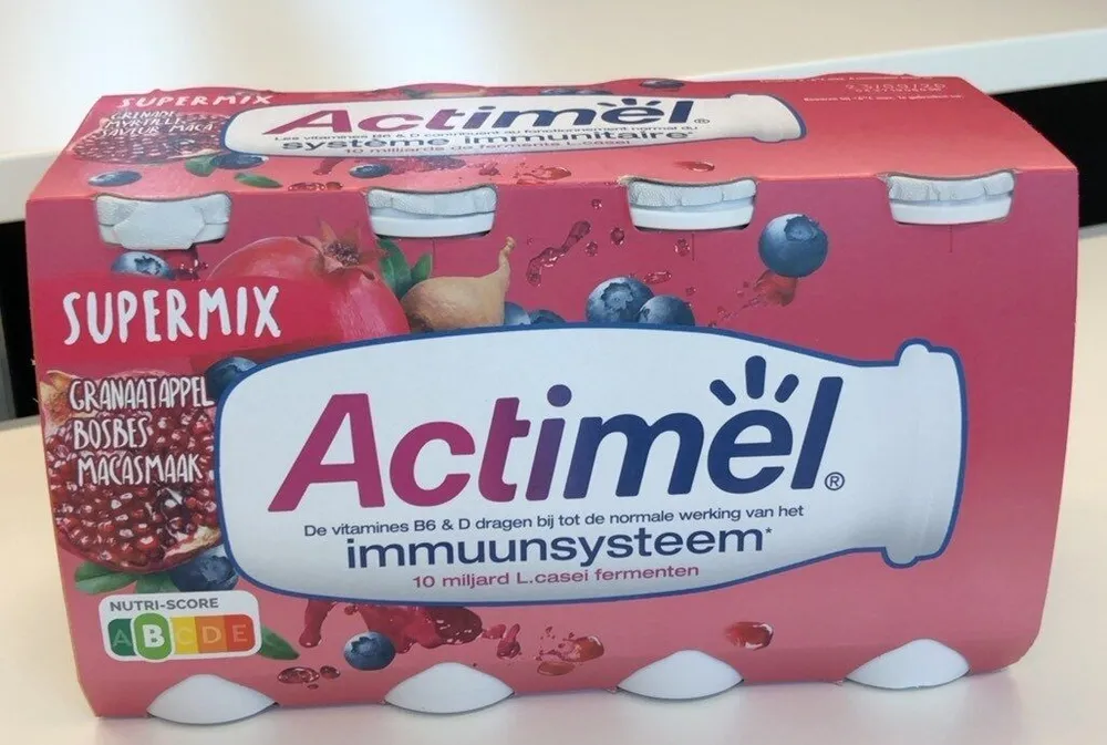 Actimel supermix grenade myrtille saveur Maca