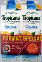 Orange sans pulpe (lot de 2 x 1 L) Tropicana