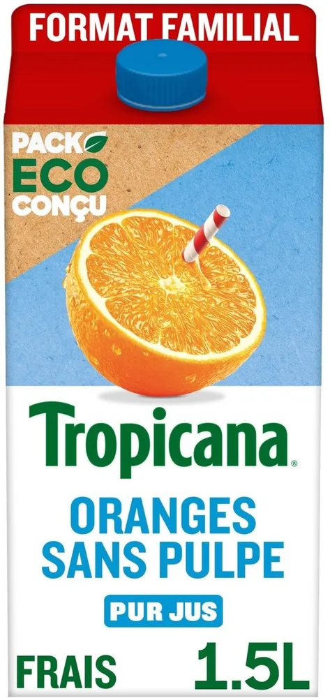 Tropicana Pure premium oranges pressées sans pulpe format familial 1,5 L