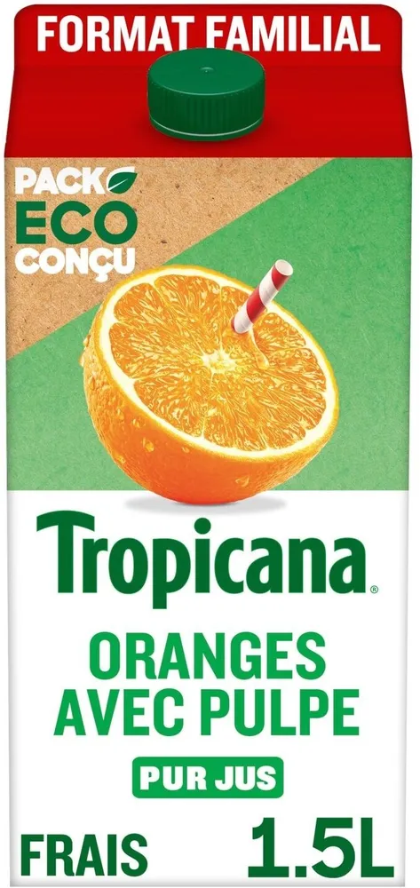 Tropicana Pure premium oranges pressées avec pulpe format familial 1,5 L