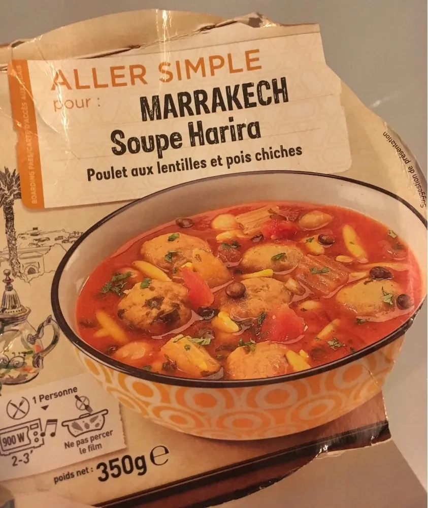 Aller Simple pour Marrakech (Soupe Harira, Poulet aux lentilles et pois chiches)