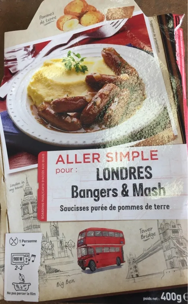 Aller simple pour Londres bangers & mash