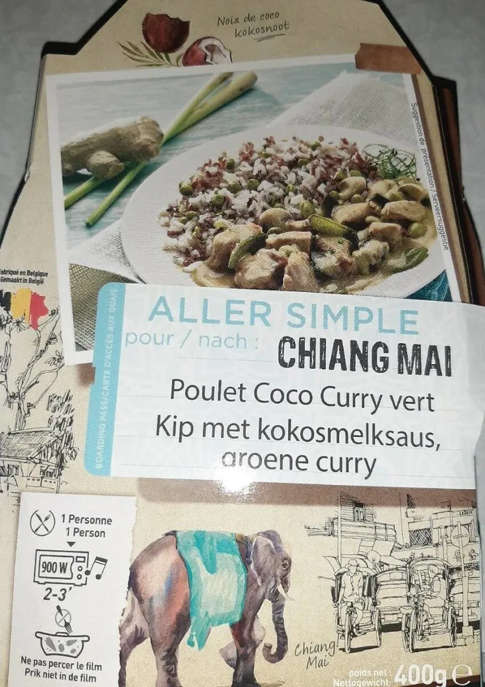 Poulet coco curry vert