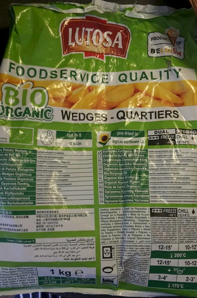 Quartiers de Pommes de Terre Bio