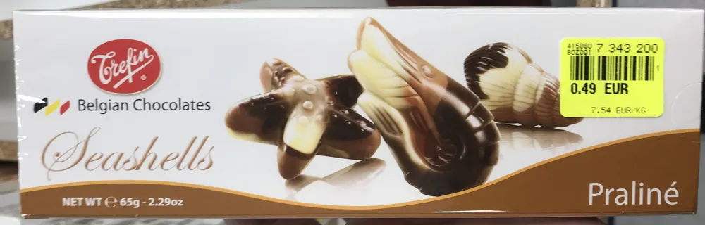 Fruits de mer en chocolat fourrés praliné