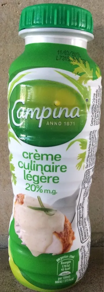 Crème culinaire légère 20% m.g.