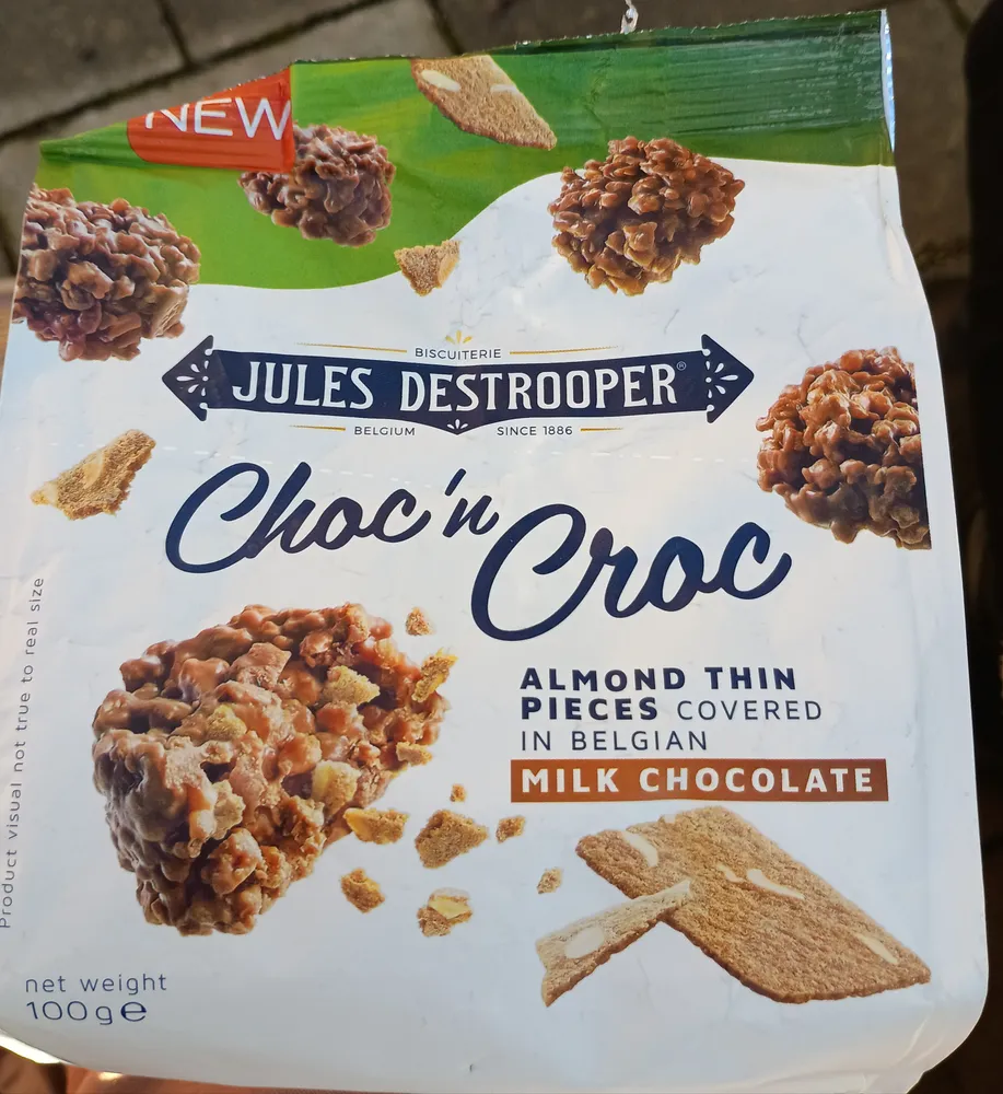Choc'in Croc Almond Thin Pieces Covered in Belgian Milk Chocolate