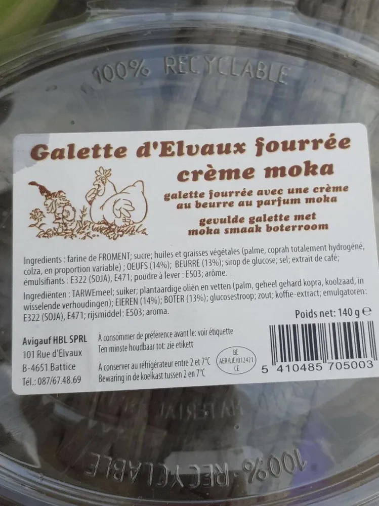 Galette d elvaux fourre moka
