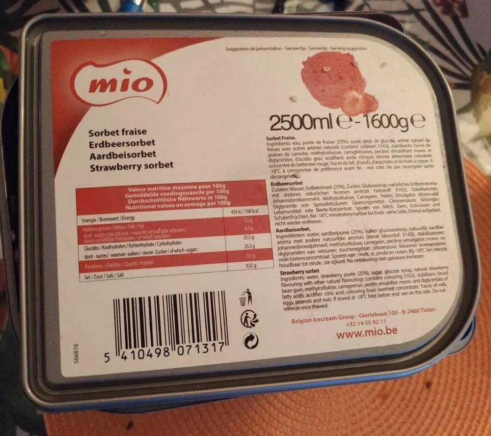 Mio sorbet fraise
