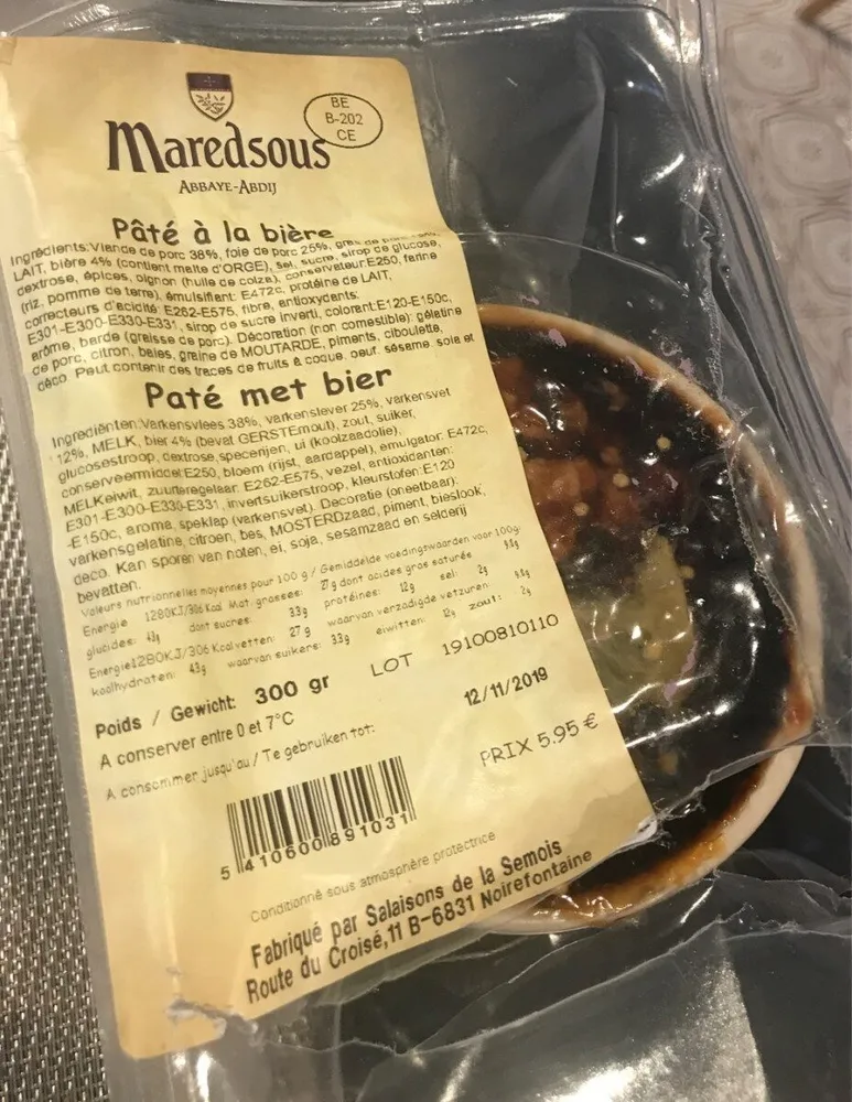 Pate a la biere de Maredsous