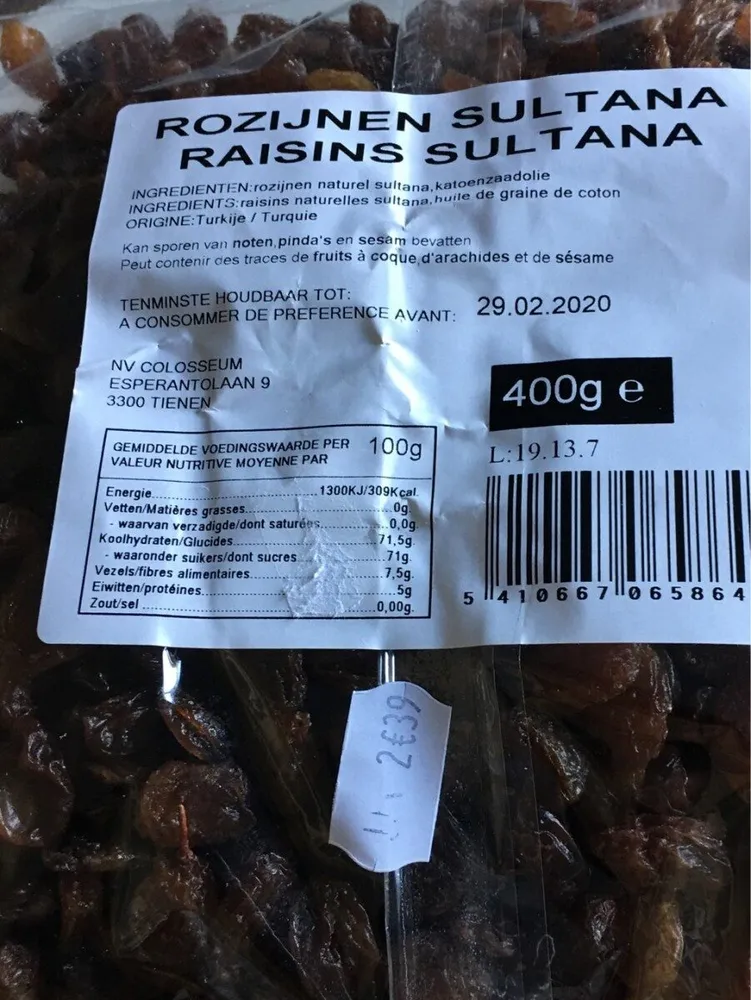 Raisins sultana