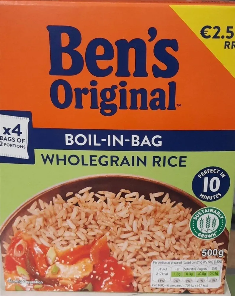 Boil in the bag wholegrain rice