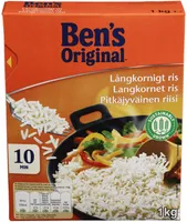 Pitkäjyväinen riisi, keitetty