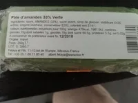 Pate d'amande 33% Verte