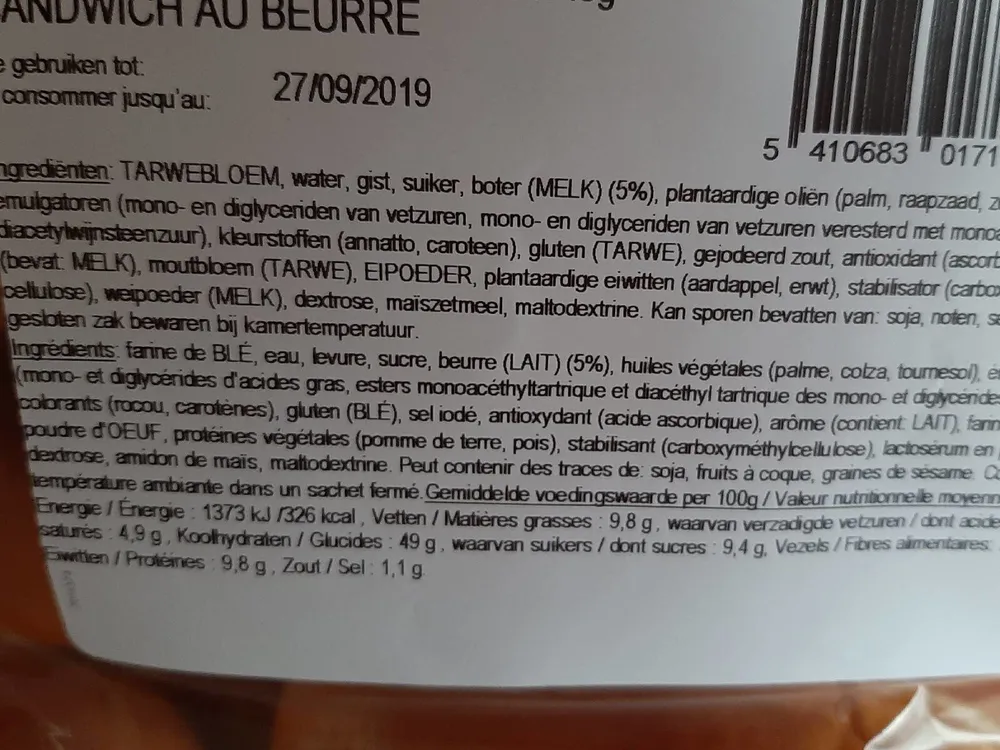 Sandwich au beurre