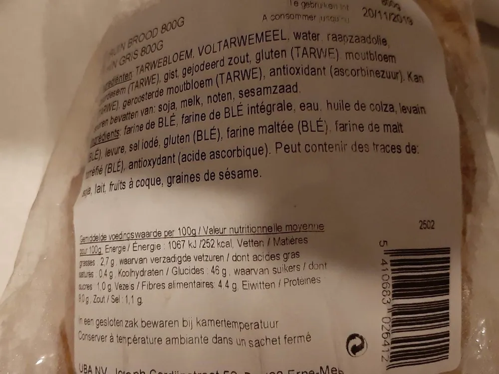 Pain gris 800 g