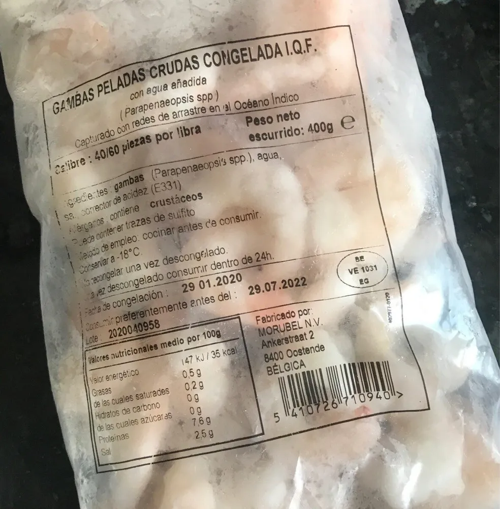 Gambas Peladas Crudas Congeladas