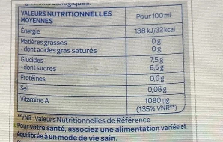 Jus de carotte bio