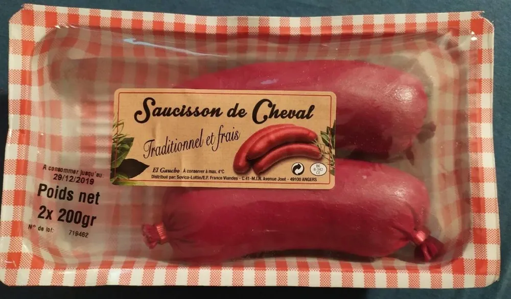 Saucisson de cheval rouge fumé féculé