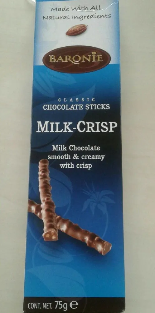 Classic chocolate sticks Milk crisp