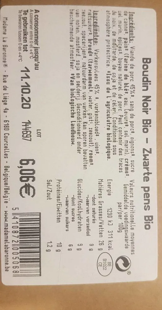 Boudin noir bio