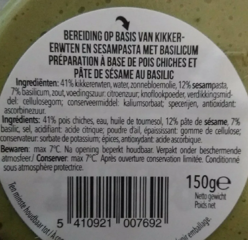 Humus au basilic