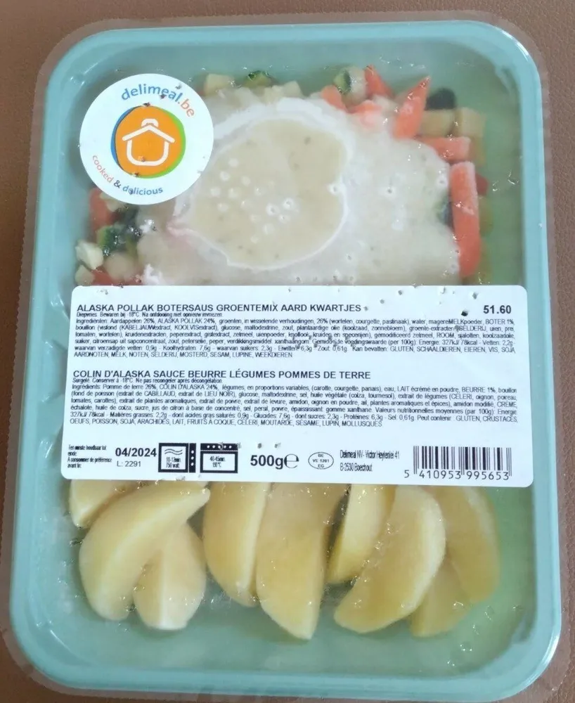 Colin d'Alaska sauce beurre, légumes, pommes de terre