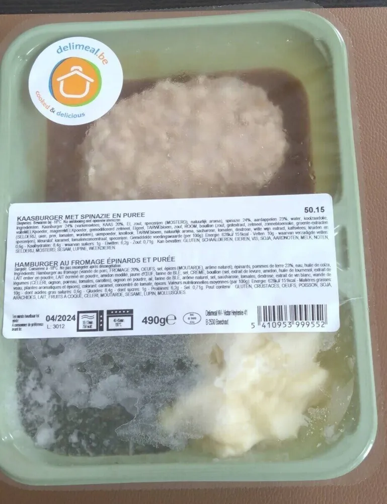 Hamburger au fromage épinards et purée