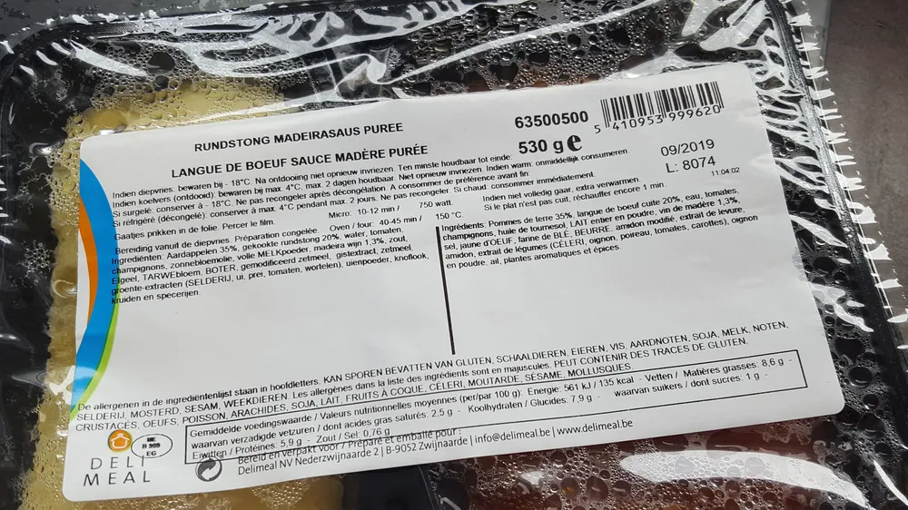 langue de boeuf sauce madere puree